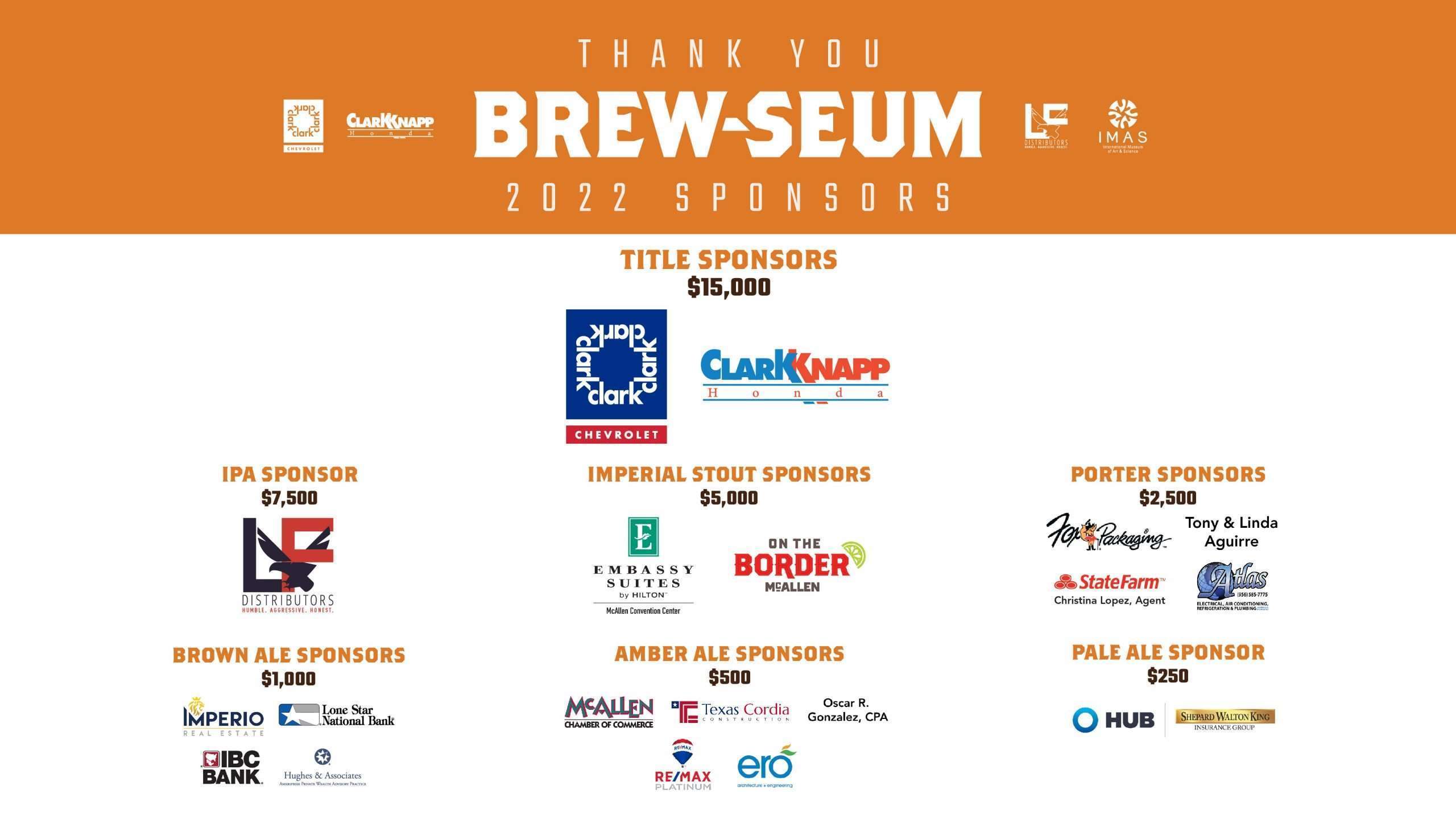 Brew-seum Sponsor Socials_MAR21_FB event Thank you Brew-seum 2022 Sponsors Supporting the IMAS!